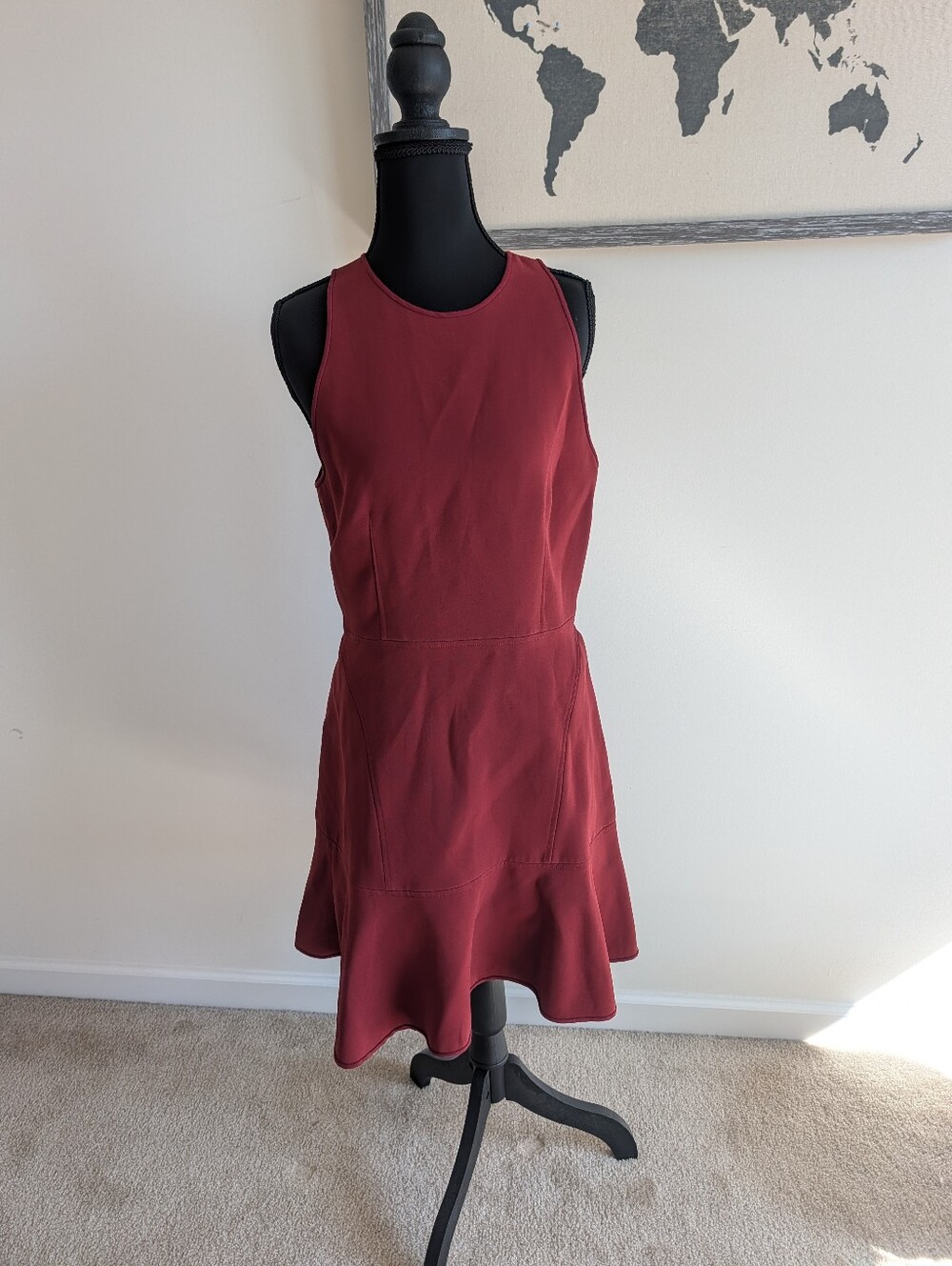 Theory Sleeveless Burgundy Fit-and-Flare Dress
